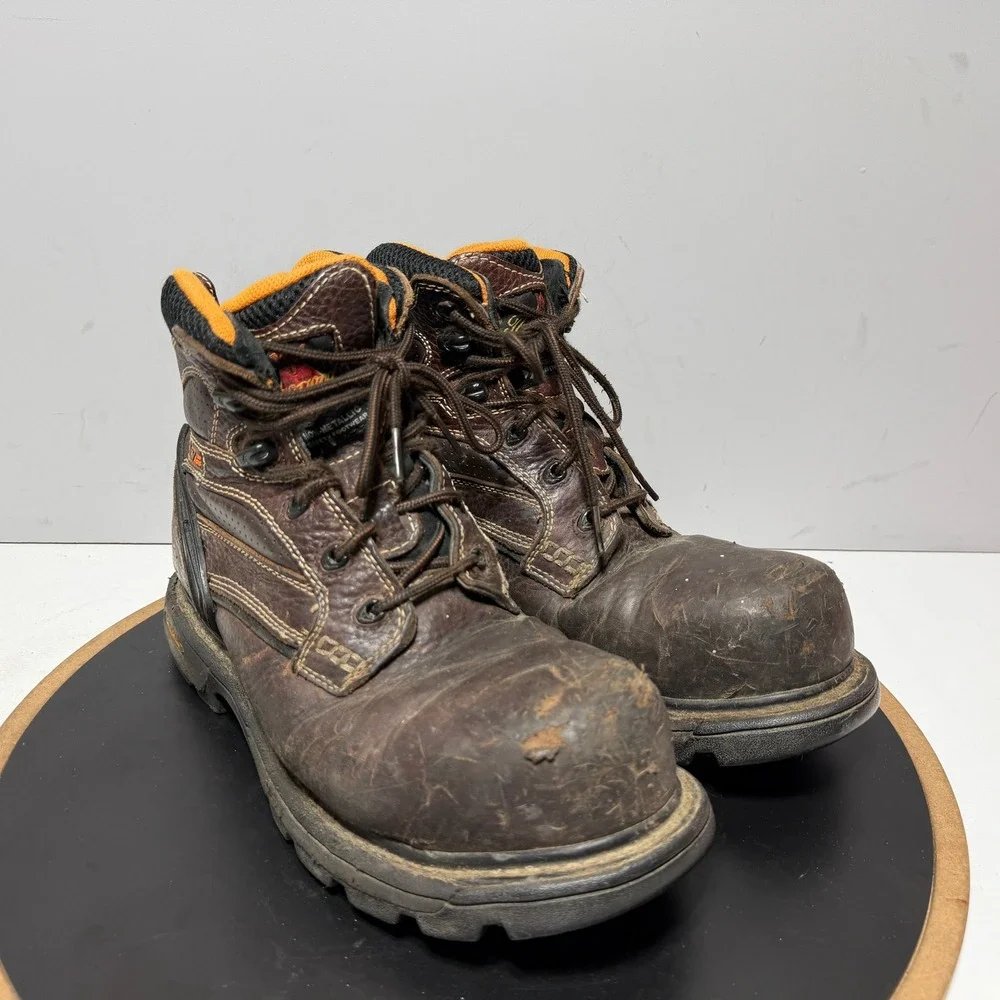 Thorogood Gen Flex Work Boots Men 8 Brown Composite Safety Toe Leather Workwear